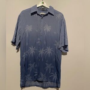 Pierre Cardin Ombré Blue Palm Tree Hawaiian Shirt‎